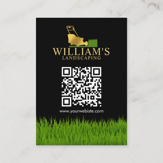 芝刈り切断サービス、芝生の気に金ゴールドロゴ 名刺 (裏面)