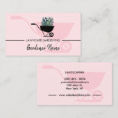 芝刈り景観園芸ピンクかわいい 名刺 (正面/裏面)