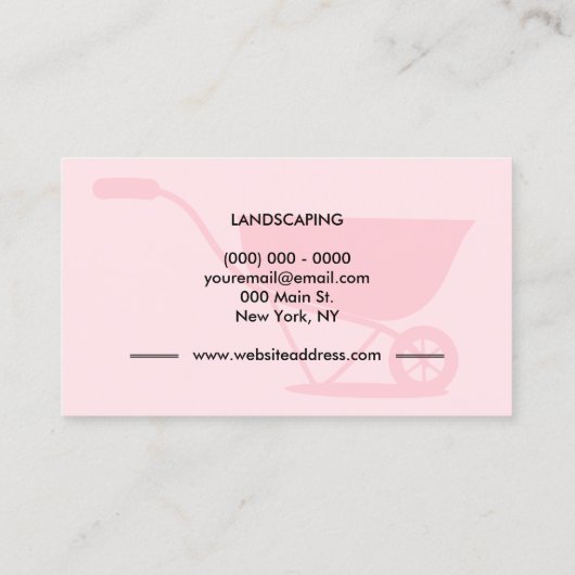 芝刈り景観園芸ピンクかわいい 名刺 (裏面)