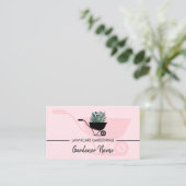 芝刈り景観園芸ピンクかわいい 名刺 (スタンド正面)