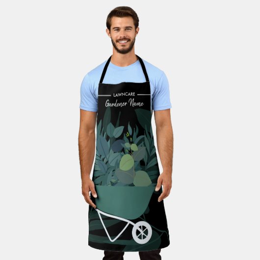 芝刈り景観庭師の草花 エプロン (着用した状態)