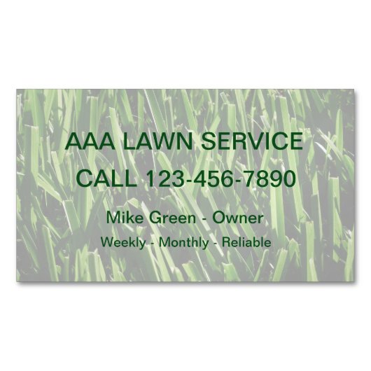 芝刈り業用磁石 マグネット名刺 (正面)