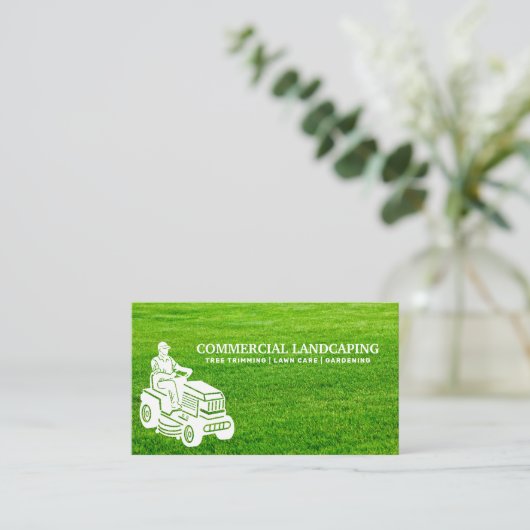 芝刈り機に乗る | Cut Grass Business Card 名刺 (スタンド正面)