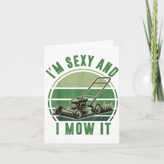 芝刈り機のジョーク 私はYで芝を刈る 面白い芝刈り ダ カード (正面)