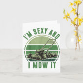 芝刈り機のジョーク 私はYで芝を刈る 面白い芝刈り ダ カード (黄色い花)