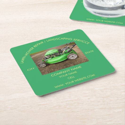 芝刈り機の修理/造園 スクエアペーパーコースター (アングル)