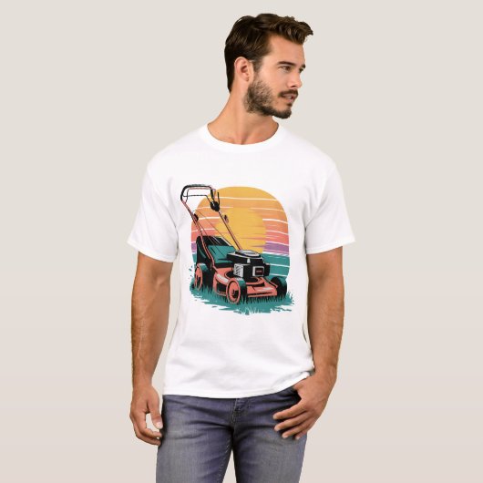 芝刈り機の夕日 Tシャツ (正面フル)