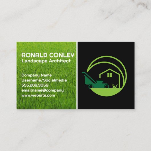 芝刈り機の庭設備 名刺 (正面)