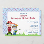 芝刈り機の恋人の誕生日のパーティの招待状 招待状 (正面/裏面)