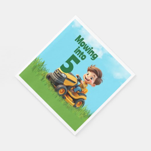 芝刈り機の誕生日パーティーに草刈り スタンダードランチョンナプキン (角)