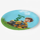 芝刈り機の誕生日パーティーに草刈り ペーパープレート (アングル)