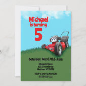 芝刈り機の誕生日パーティーを押す 招待状 (正面)