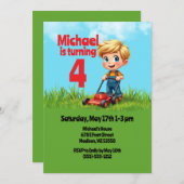 芝刈り機の誕生日パーティー 招待状 (正面/裏面)