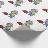 芝刈り機を備えた犬の庭師 |背景色 ラッピングペーパー (角)