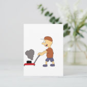 芝刈り機付き漫画家 ポストカード (スタンド正面)