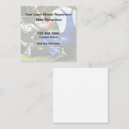芝刈り機修理サービス名刺 スクエア名刺 (正面/裏面)