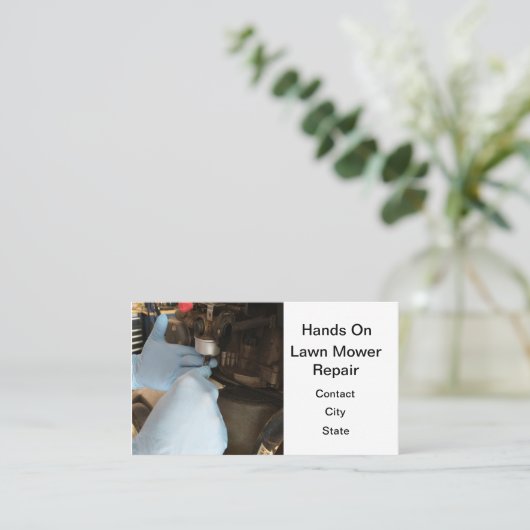 芝刈り機燃料システムの修理 名刺 (スタンド正面)
