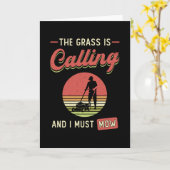 芝刈り機草が庭の芝刈りを呼んでいる カード (黄色い花)