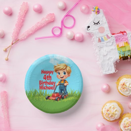 芝刈り機誕生日紙プレートボウル ペーパーボウル (パーティー)