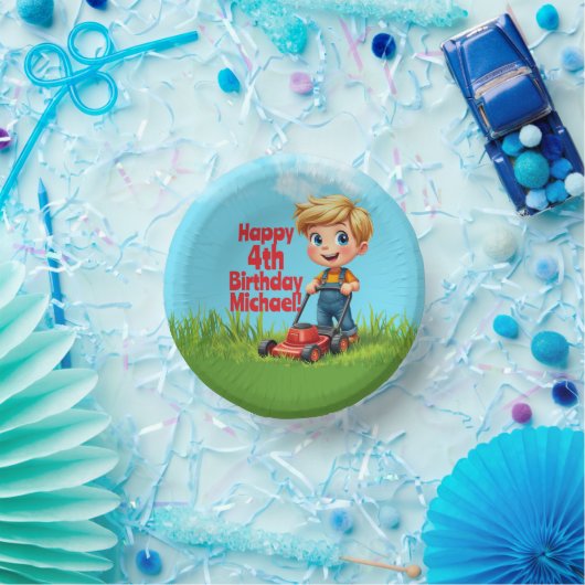 芝刈り機誕生日紙プレートボウル ペーパーボウル (パーティー)