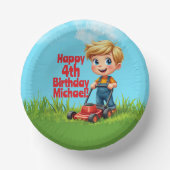 芝刈り機誕生日紙プレートボウル ペーパーボウル (正面)