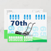 芝刈り機70th誕生日パーティー日付を保存 案内ポストカード (正面/裏面)