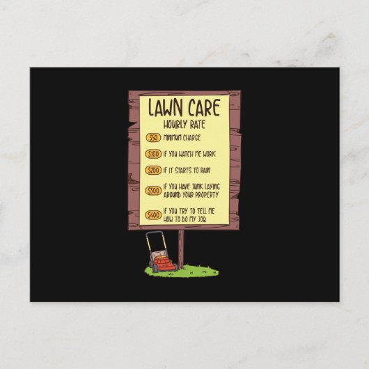 芝刈り機 – 芝気にの時給 ポストカード (正面)