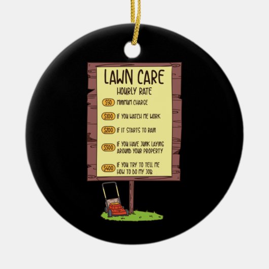 芝刈り機-芝気に生時給 セラミックオーナメント (正面)