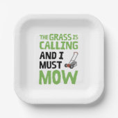 芝刈り機 – 芝生が呼び出し、私は刈らなければならない ペーパープレート (正面)