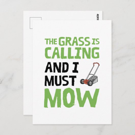 芝刈り機 – 芝生が呼び出し、私は刈らなければならない ポストカード (正面/裏面)