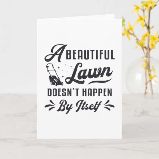 芝刈り芝刈り芝刈り機美しい芝刈りガーデニング カード (黄色い花)