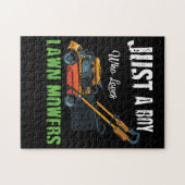 芝刈り芝刈り芝刈り農場が大好きな少年 ジグソーパズル (横)