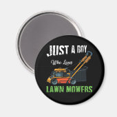 芝刈り芝刈り芝刈り農場が大好きな少年 マグネット (正面/裏面)