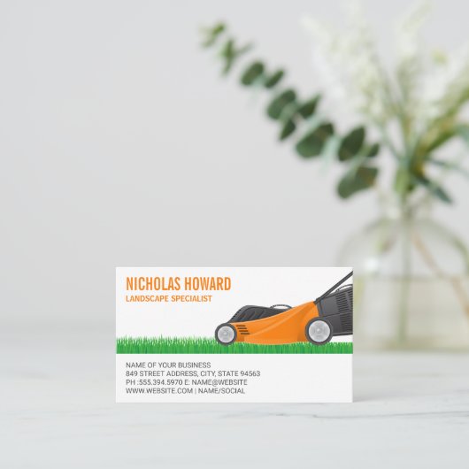 芝刈り草刈り草 名刺 (スタンド正面)