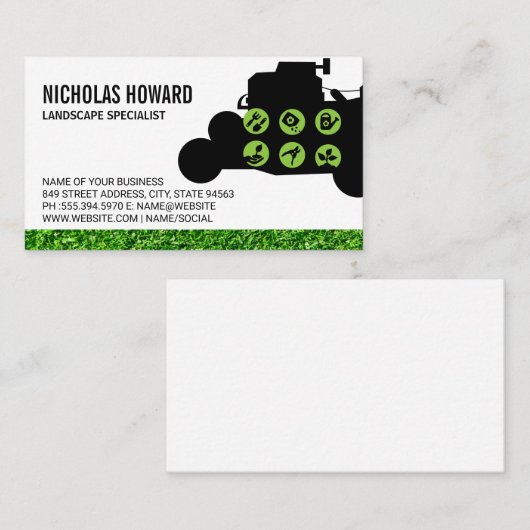 芝刈り草庭園用具 名刺 (正面/裏面)