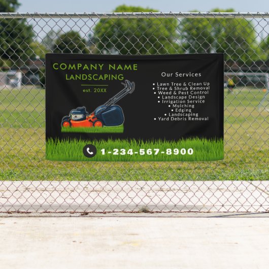 芝刈り 造園 ガーデン 芝生 手入れ 黒 横断幕 (インサイチュ)