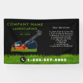 芝刈り 造園 ガーデン 芝生 手入れ 黒 横断幕 (横)