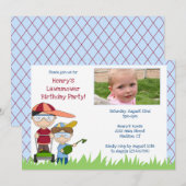 芝刈機の庭園パーティーへの招待 招待状 (正面/裏面)