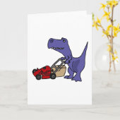 芝刈機を押しているXX Tレックスの恐竜 カード (黄色い花)