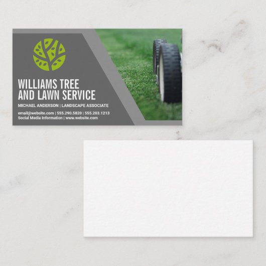 芝刈機 | 草刈り | 横向きロゴ 名刺 (正面/裏面)