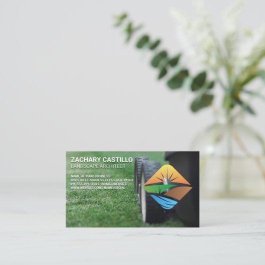 芝刈機 | 造園ロゴ 名刺 (スタンド正面)