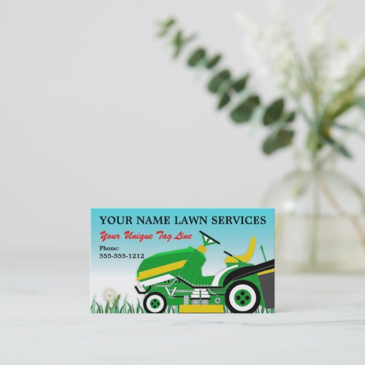 芝刈機 |造園 | Groundskepingサービス 名刺 (スタンド正面)