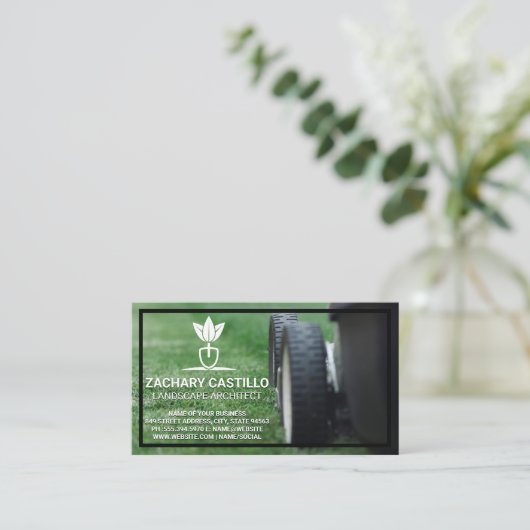 芝刈機 | Grass |ガーデニングロゴ 名刺 (スタンド正面)