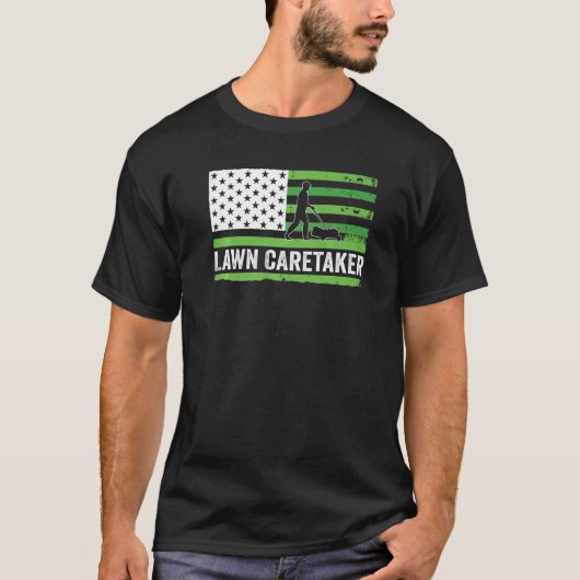 芝刈気にり米国旗ローンモーア Tシャツ (正面)