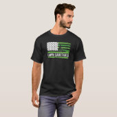 芝刈気にり米国旗ローンモーア Tシャツ (正面フル)