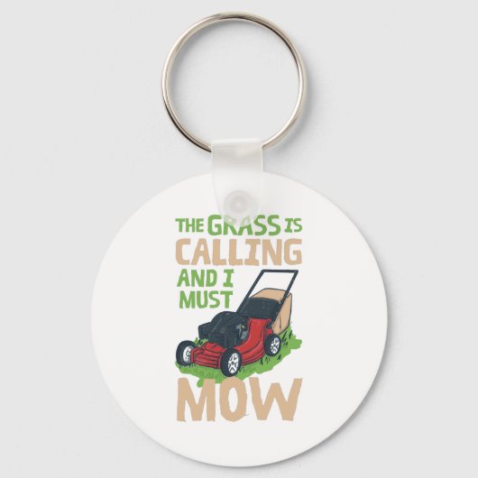 芝刈芝生気に キーホルダー (正面)