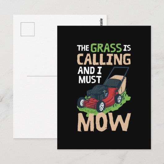 芝刈芝生気に ポストカード (正面/裏面)