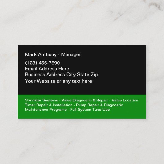 芝散水システムおよび灌漑 名刺 (裏面)
