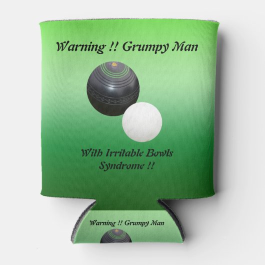 芝生おもしろいの椀に不機嫌な男が 缶クーラー (正面)