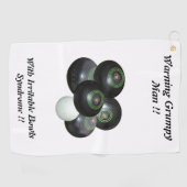 芝生おもしろいの椀に出て不機嫌なデザイン ゴルフタオル (横)